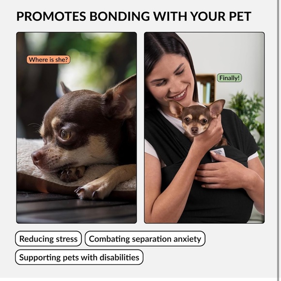 Puppy Pouch - Pet Sling in Gray Black Blue Green Pink Yellow (Black, Standard) - Picture 4 of 5